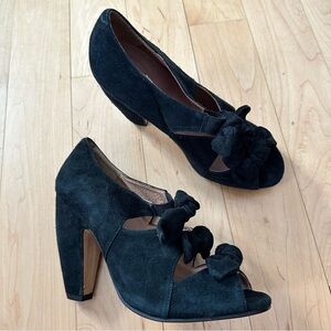 Black Suede Bow Heels